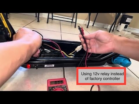 RAZOR E100 Dewalt battery conversion 12v relay, 20v power, 24v stock hub motor