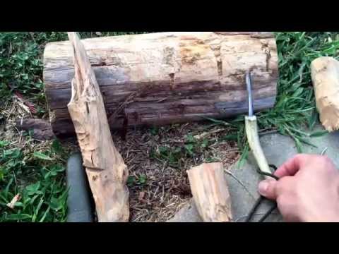 Making a fire steel with a fatwood/pine lighter handle