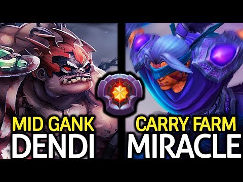 MIRACLE Anti Mage Carry Max Farming & DENDI Pudge Mid Ganking Epic Game 7.23 Dota 2