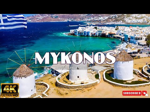 FLYING OVER MYKONOS, GREECE 4K | Relaxing Music Along With Beautiful Nature Videos | 4K Video HD