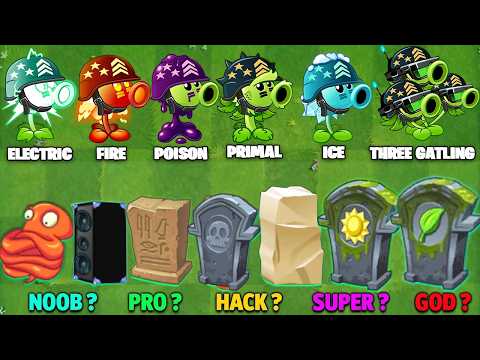 All PEA Plants Vs Team Gravestones NOOB - PRO - GOD - PvZ 2 Plant Vs Plant