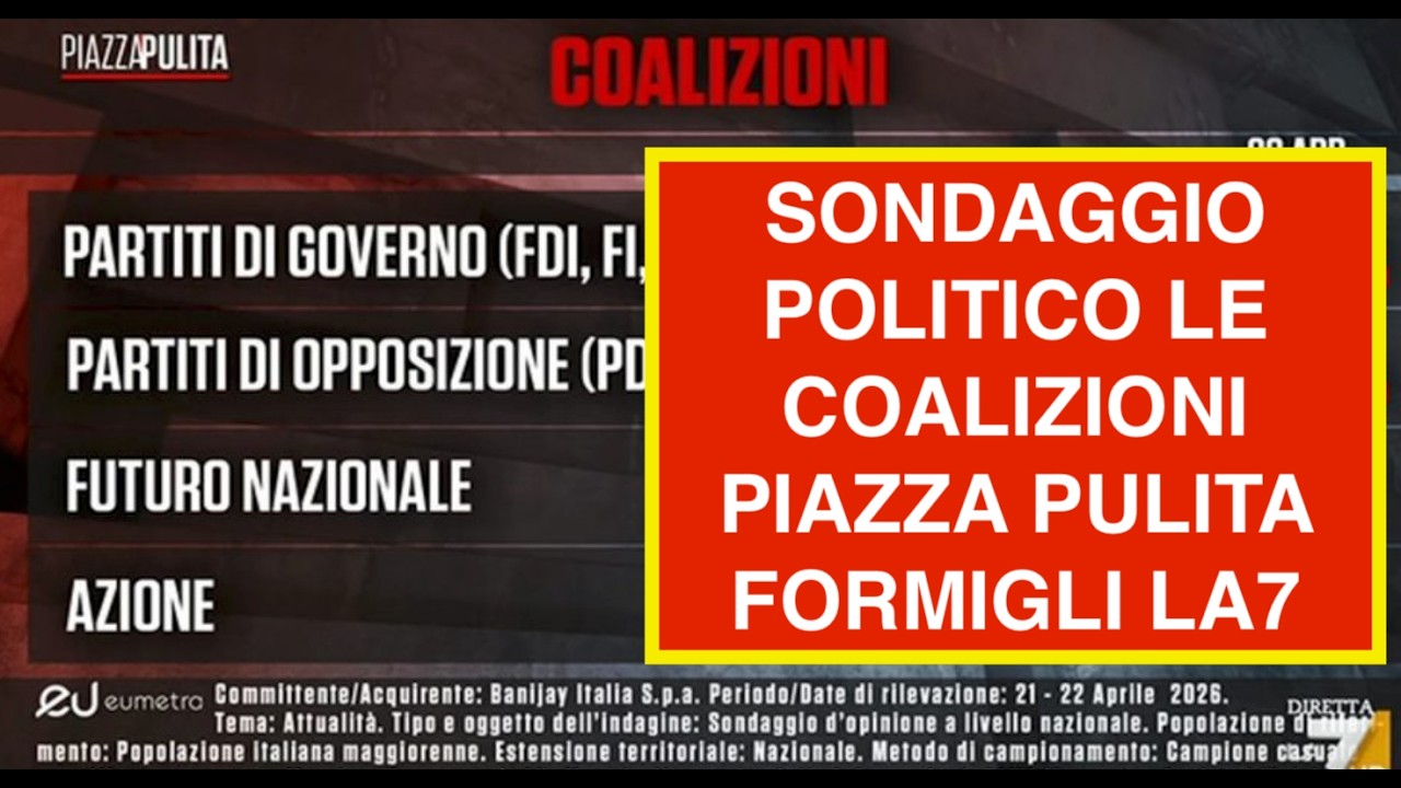 SONDAGGIO POLITICO LE COALIZIONI PIAZZA PULITA FORMIGLI LA7
