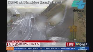 CHP escorts traffic through the Grapevine