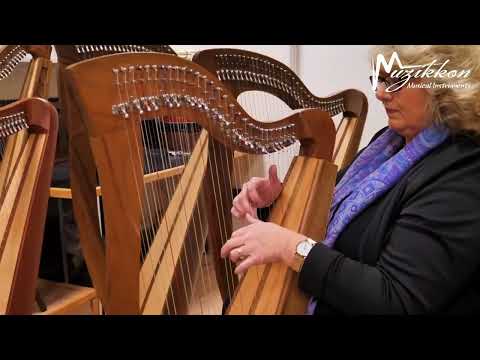 Muzikkon 29 String McHugh Harp Walnut Being Played Muzikkon Harps
