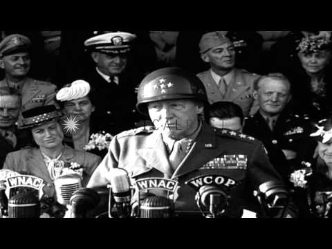 , title : 'General George S Patton talks about excellent job done by The Third Army during W...HD Stock Footage'