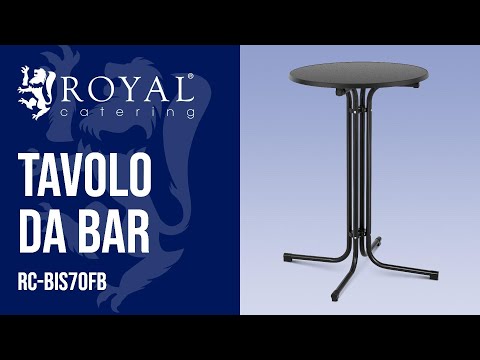 Video - Tavolo da bar - Ø 70 cm - pieghevole - nero