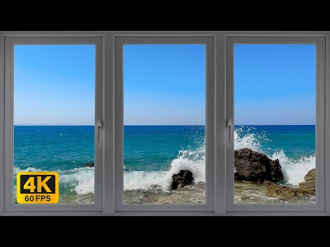 4K Greece sea window view - Relaxing, Calming, Ambience