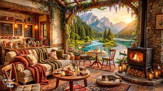 Cozy Cabin with Fireplace Warm Jazz 🎶 Slow Relax Music for Peaceful Moments & Inner Calm | 4K