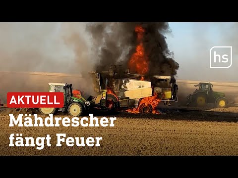 Mähdrescher in Flammen: Landwirte verhindern Großbrand | hessenschau