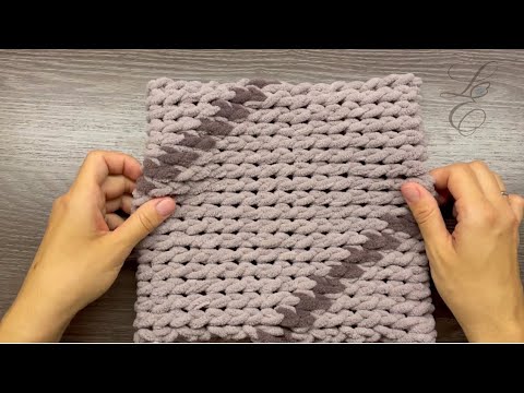 Необычный детский снуд из Alize Puffy Fine с диагональным узором