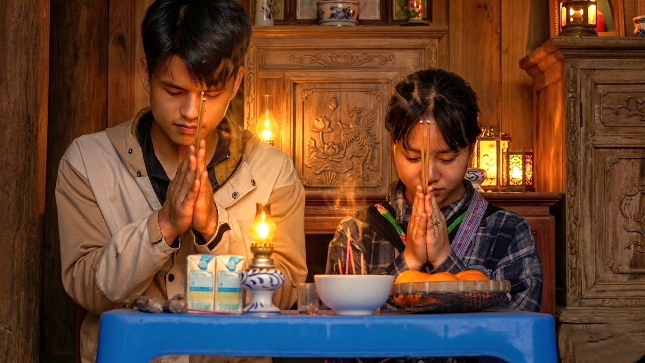 Returning to her childhood home with her husband, she cleaned and lit incense at her mother's altar.