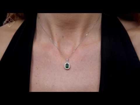 FR34 - Emerald 0.70CT And Diamond 18K White Gold Pendant