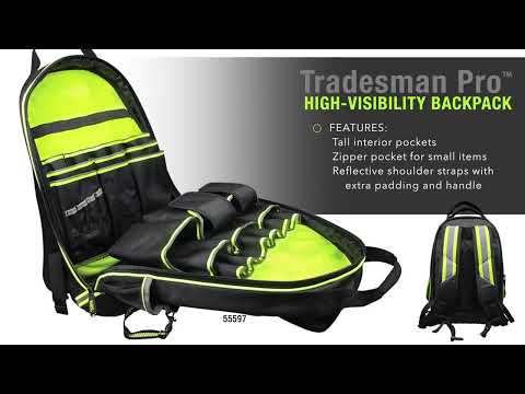 Klein Tools Tradesman Pro 39 Pocket Tool Bag Backpack - Hi-Viz - 55597