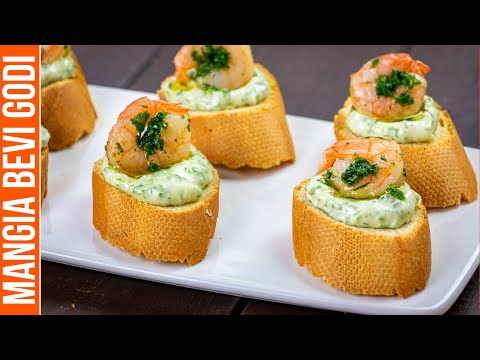 CROSTINI GAMBERI E RUCOLA