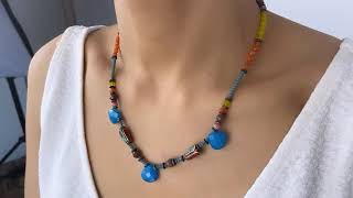 Mavi doğal taş kolye