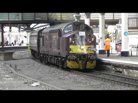 Class 37s Nos  37516 & 37403 Thrash Out of  York  - 10th April 2022