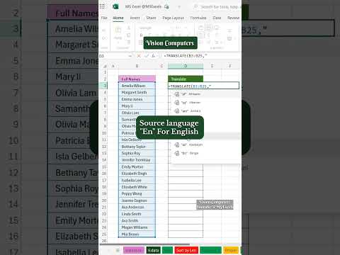 Translate Any Language in Excel | TRANSLATE Formula 🔥 #Excel #translation #exceltips #exceltricks