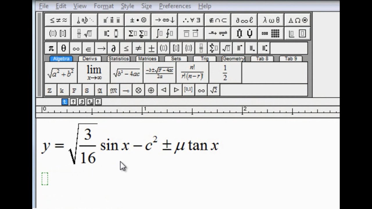 Using MathType to make a mathematical formula