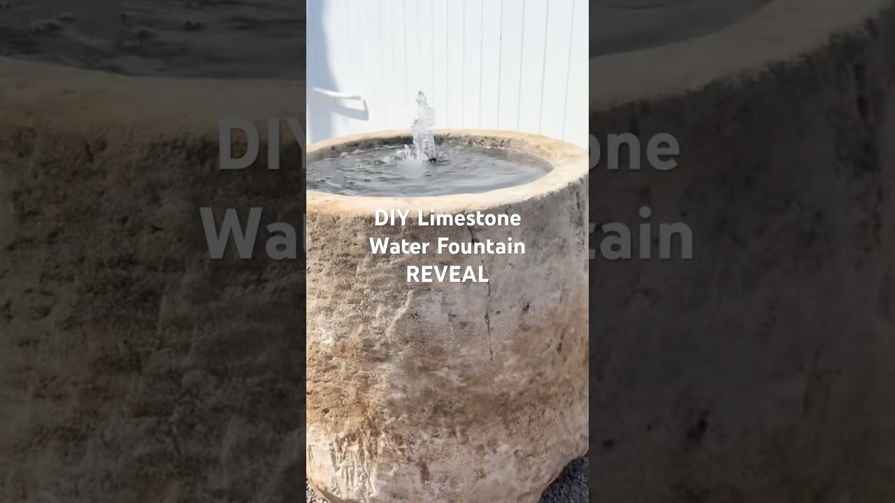 DIY Limestone Water Fountain REVEAL! This turned out SO good! #diyprojects #cottagegarden #limestone