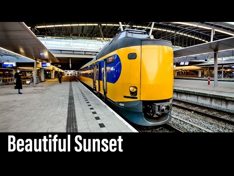 Train Cab Ride NL / Sunset / Utrecht - Gouda - Rotterdam / ICM Intercity / March 2021