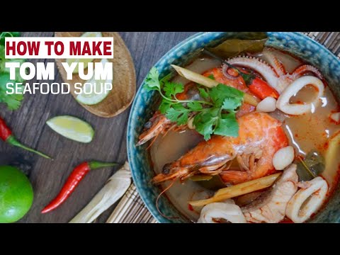 Ep14 Thai Tom Yum Soup with Seafood (Tom Yum Talay) | 3 Minute Cooking with The Burning Kitchen