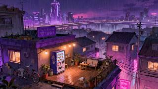 Tokyo Rooftop Balcony 🌧️ Chill Music Lofi Rain Hip Hop Beats for Study & Peaceful Sleep