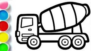 🚚 How to Draw a Cement Mixer Truck | Easy Coloring for Kids