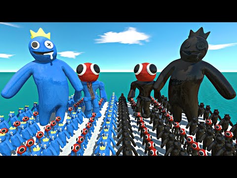 Rainbow Friends Blue + Rainbow Friends Blue-Red vs Shadow Itself - Animal Revolt Battle Simulator
