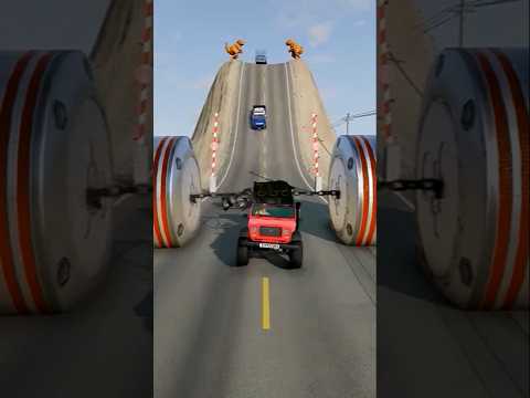 Reverse Cars vs Chain Bollards Crash#beamngdrive #shortvideo #shorts