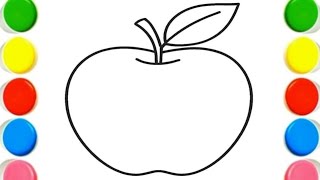 Cute Apple Drawing, Painting & Coloring For Kids and Toddlers_ Child Art  @AbhinavDrawingarts🍎🍏🍒🍓🥭