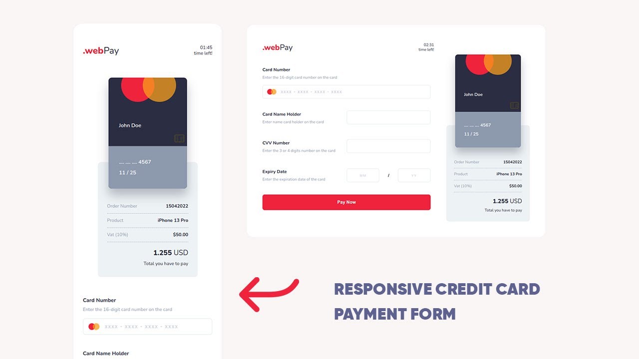 Responsive Credit Card Payment Form Using HTML CSS & JavaScript