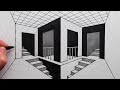 How to Draw 2-Point Perspective: Draw a Room and Stairs