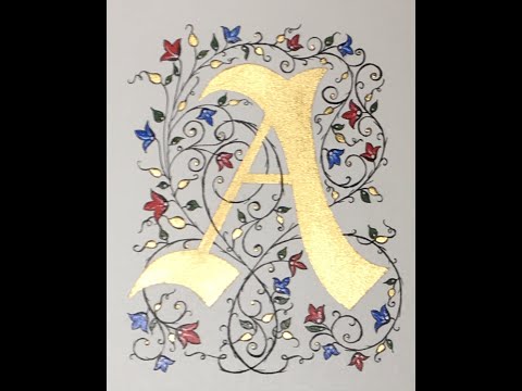 Gold Metal Leaf on Illuminated Calligraphy