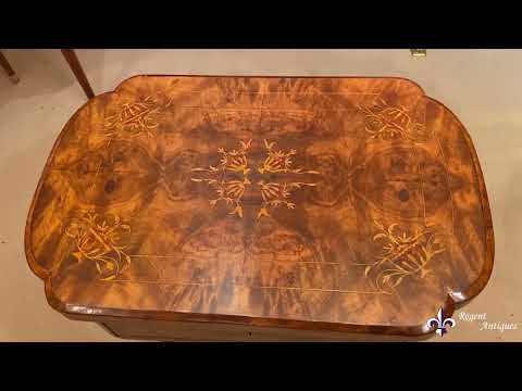 Antique Victorian Burr Walnut Games Work Table 19th C