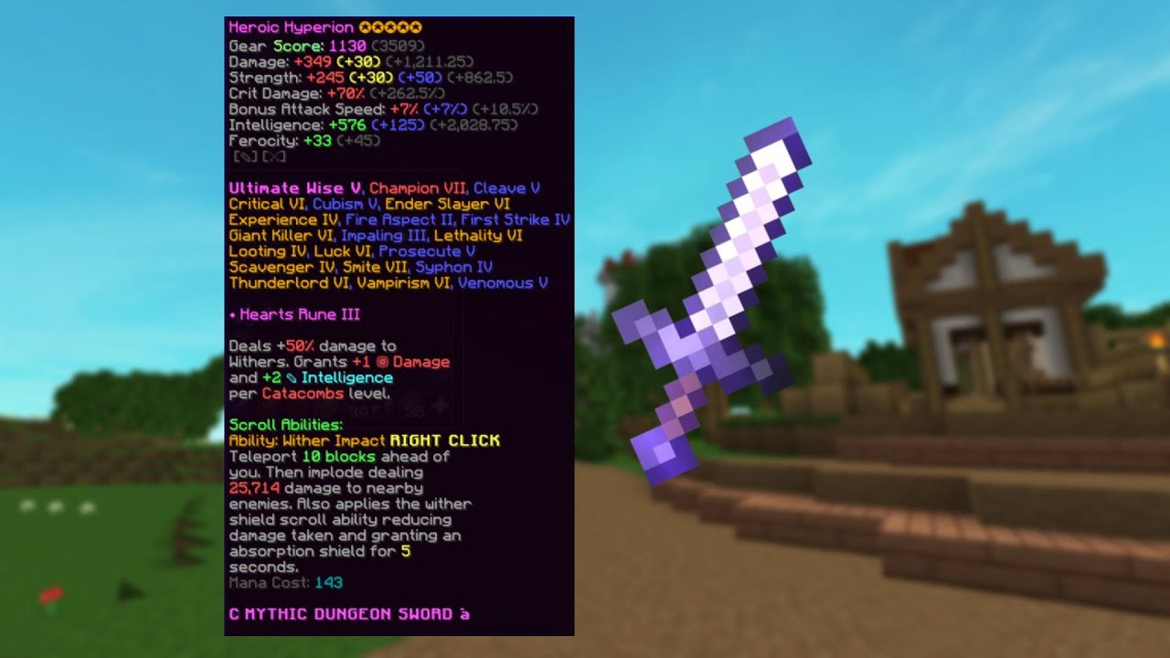 Crafting Hyperion in Hypixel Skyblock