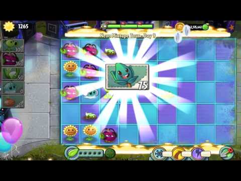 Neon Mixtape Tour Gameplay (Levels 9 through 12) - Plants Vs. Zombies 2: It's About Time
