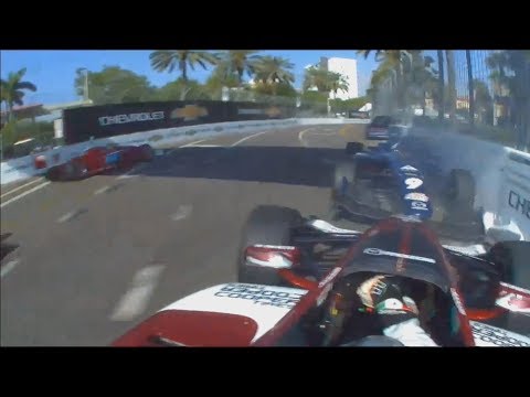 Indy Lights 2018. Race 2 Streets of St. Petersburg. Victor Franzoni & Aaron Telitz Start Crash