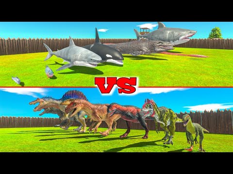 AQUATICS VS CARNIVORE DINOSAURS - Animal Revolt Battle Simulator