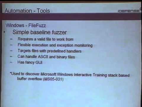 Black Hat USA 2005 - The Art of File Format Fuzzing