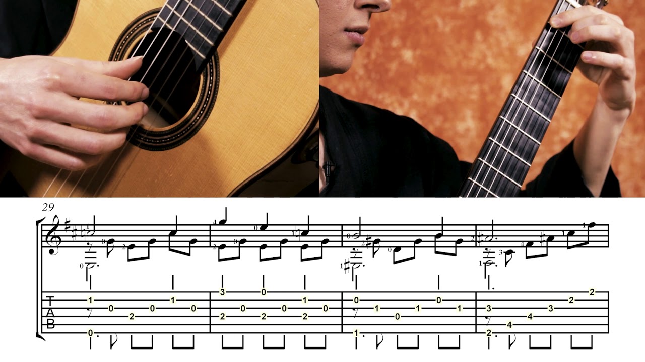 Fernando Sor - Study 22 op.35 in B minor (Slow playthrough with Sheet Music & Tabs)