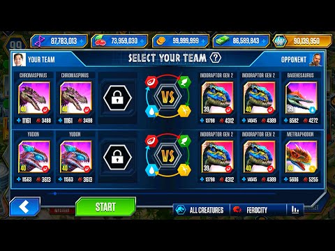 EVENTS AND PVP INDORAPTOR GEN 2 VS SCORPIOS REX VS YUDON VS CHROMASPINUS | JURASSIC WORLD THE GAME