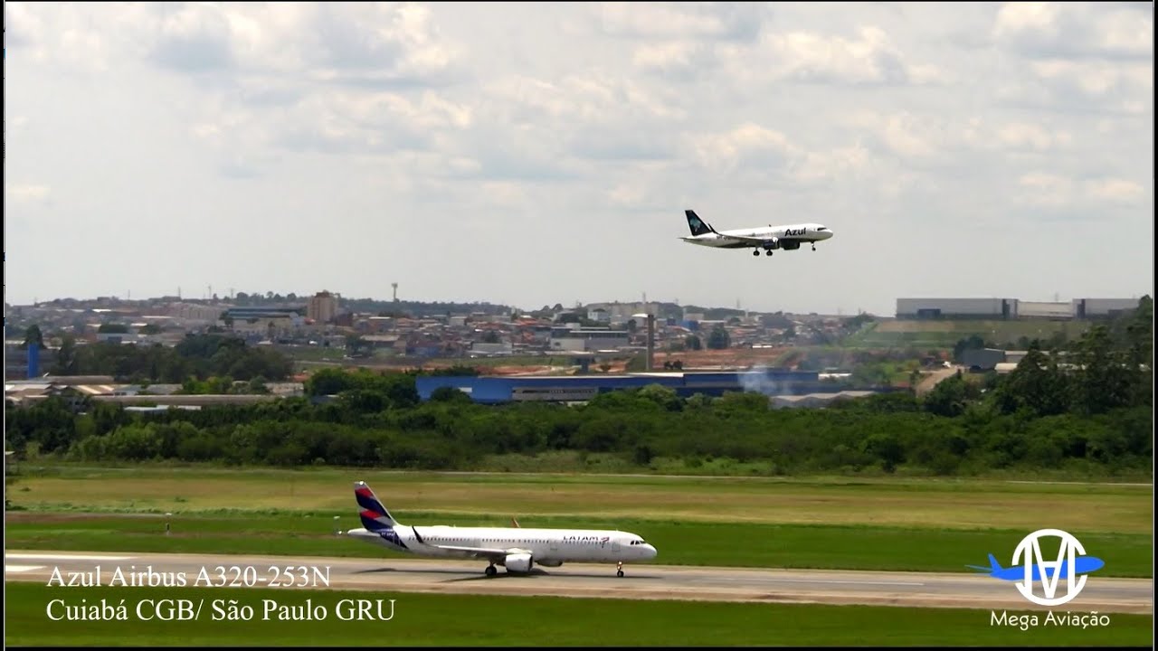 Avião Pousando Outro Decolando A320/A321 Lindíssima Simultânea Aeroporto Internacional de Guarulhos✔