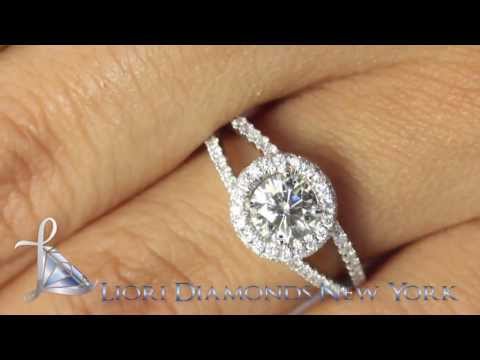 ER-SOLD-157 - 1.28 Carat G-VS2 Natural Round Diamond Engagement Ring 18k White Gold Pave Halo