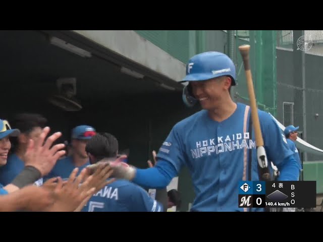 【ファーム】初球を振り抜いた!! ファイターズ・加藤豪将 ライトへ第3号ソロホームラン!! 2024年7月10日 千葉ロッテマリーンズ 対 北海道日本ハムファイターズ