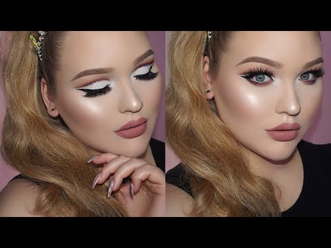 GLAM Sparkly Cut Crease Makeup - Matte Nude Lips Tutorial Video