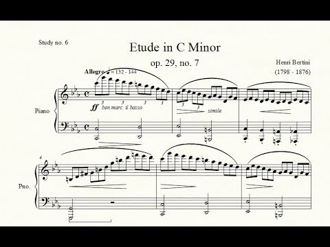 Study no. 6: Etude in C Minor (op. 29, no. 7) - Henri Bertini - Piano Studies/Etudes 7