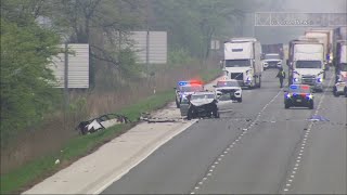 Deadly crash shuts down I-55 in Joliet, Illinois State Police say
