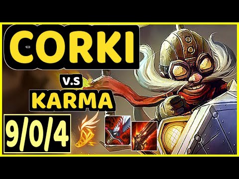 SKT T1 FAKER (CORKI) vs KARMA - 9/0/4 KDA MID CHALLENGER GAMEPLAY - KR