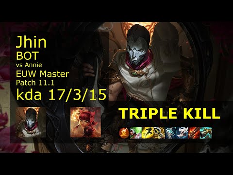Jhin ADC vs Annie - EUW Master 17/3/15 Patch 11.1 Gameplay