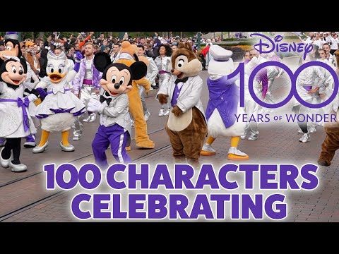 100 Disney Characters celebrating 1OO Years of Wonder in Disneyland Paris
